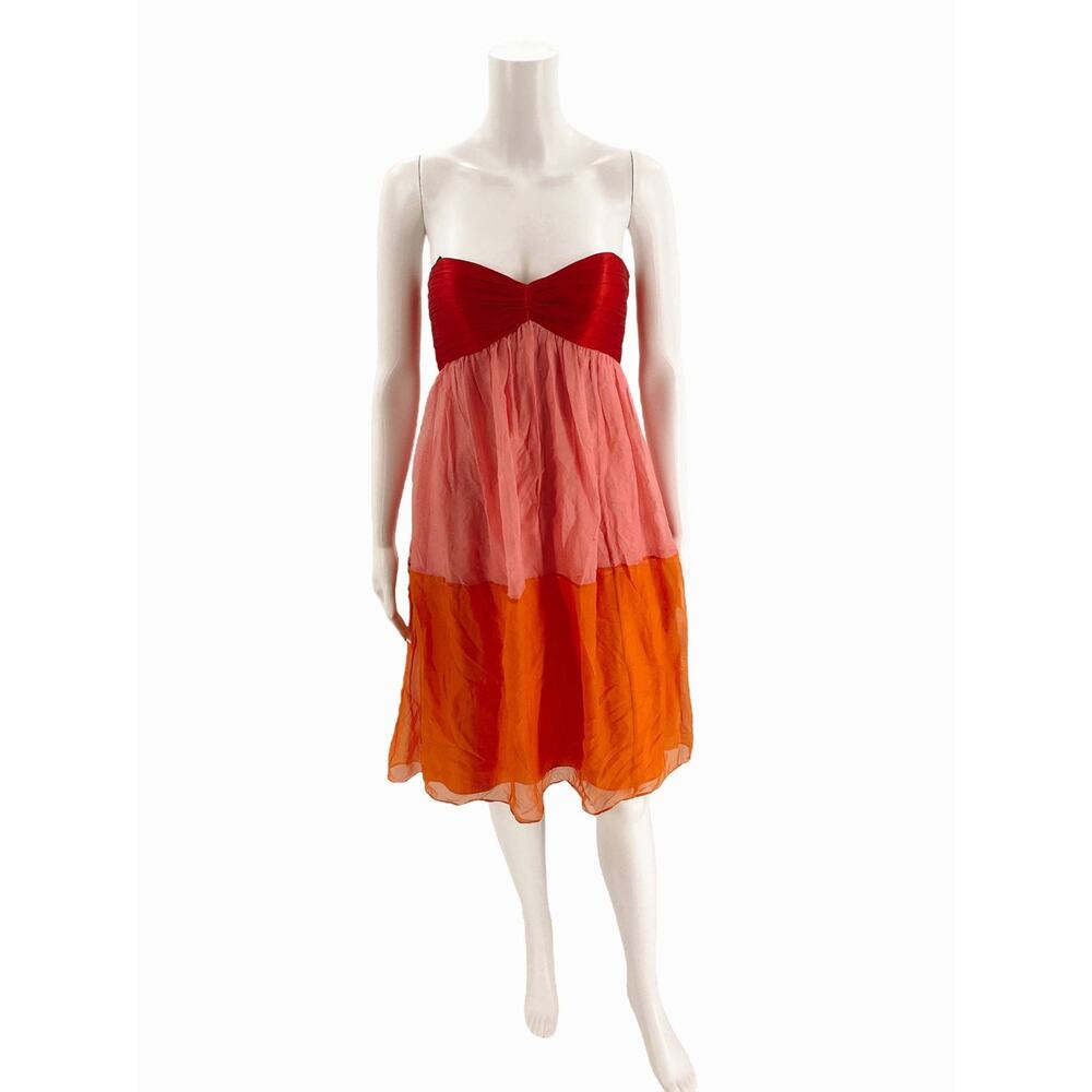 Laundry Red/Pink/Orange Color Block Pre-Owned Ladies Dress - Size 2